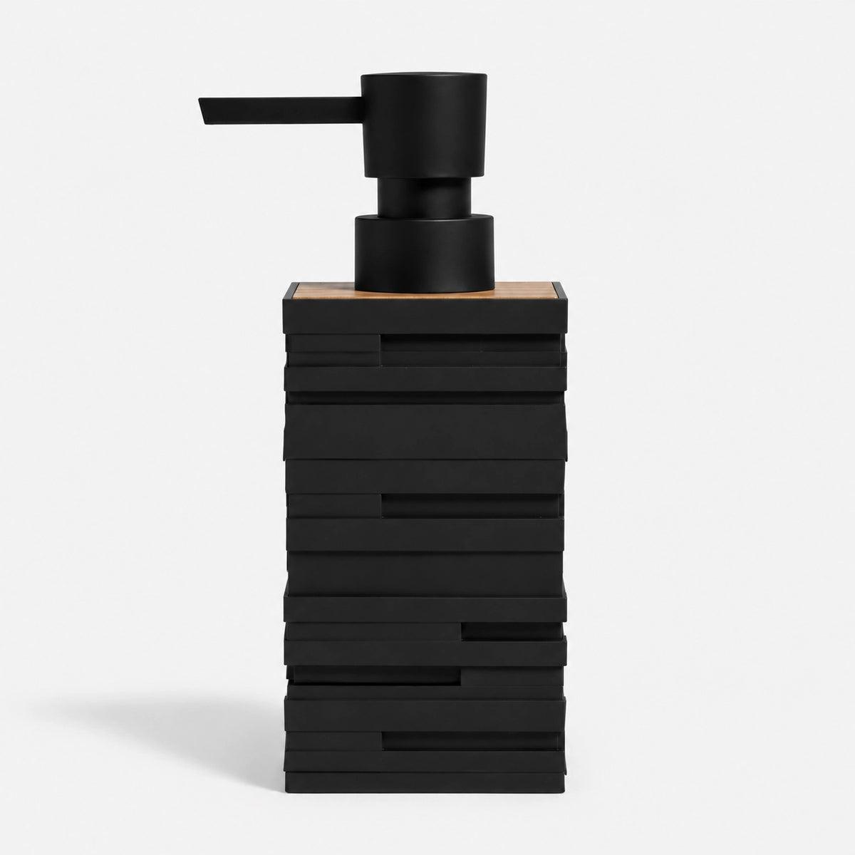 Distributeur de savon noir mat finition bois de teck - Savena - photo 1