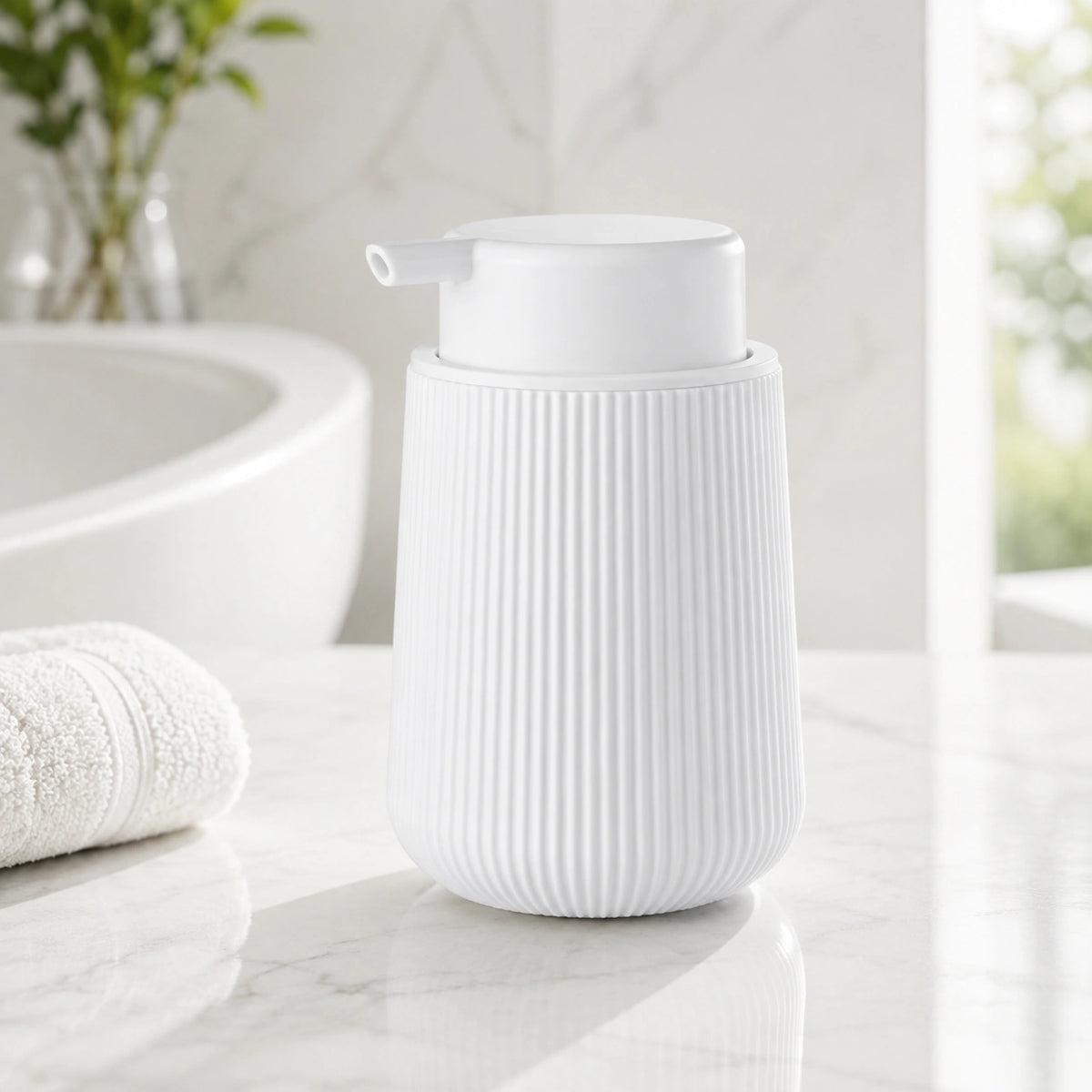 Distributeur de savon mousse rayé blanc 320 ml - Savena - photo 2